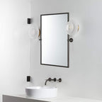 TEHOME Oil Rubebd Bronze Metal Framed Pivot Rectangle Bathroom Mirror Tilting Beveled Vanity Mirrors for Wall, Overall 27.9 x 36 inches (Mirrror 24 x 36 inches)