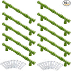 10pcs Cabinet Handles Hole Centers 3-3/4",Bamboo Shape Kitchen Cupboard Dresser Closet Drawer Door Pulls Green