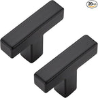 20 Pack Matte Black Cabinet Knobs - Kitchen Cabinet Knobs Black Cabinet Pulls for Kitchen Cabinet Drawer Stainless Steel Dresser Knobs for Cabinet Hardware 2in Length Single Hole Square