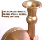 Candle Sconces Long Wall Candle Holder - Set of 2 Gold Long Wall Candle Sconce Retro Chic Wall Sconces Candle Holder Decoration for Dining Room, Living Room, Office, Bathroom