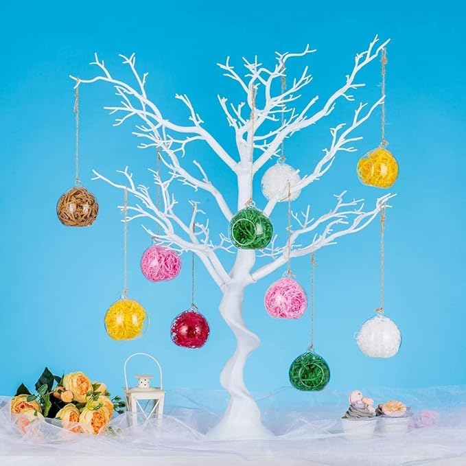 Sziqiqi Hanging Glass Globes Orbs Tea Light Candle Holders with Flameless LED Tealight for Wedding Ornaments, Wedding Birthday Christmas Party Centerpiece Accessory 2.36inch 30pcs +6 Extra