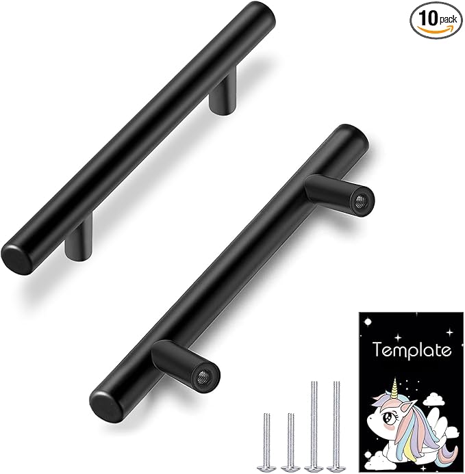 HBL' 10 Pack | 3 Inch Center to Center Matte Black Cabinet Pulls Kitchen Cabinet Handles,Made of Stainless Steel,Ideal for Cabinet,Drawer,Cupboard and Wardrobe.