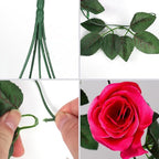 RECUTMS 2pcs Artificial Hanging Plants 32 in Fake Plant Ivy Vine Outdoor UV Resistant Plastic (Rose red)