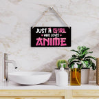 Anime Wall Decor Anime Room Decor Anime Gifts for Girls Anime Gifts for Women, Just a Girl Who Loves Anime Wooden Sign Wall Art Decor for Farmhouse Home Porch Bedroom Living Room Office Party