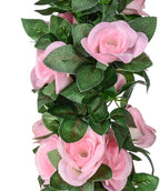 5Pcs(41FT) Flower Garland Artificial Rose Vine Garland Artificial Flowers for Wedding Party Arch Garden Floral Garlands Decor (Pink and Greenery)