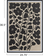 Bloomingville Wood Framed Textured Paper Wall Décor with Flowers