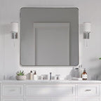 ANDY STAR 36x36 Inch Chrome Mirrors for Bathroom, Chrome Square Bathroom Vanity Mirror, Rounded Mirror, Anti-Rust SUS304, Seamless Tube Metal Frame, 1’’ Deep Wall Mounted Vertically/Horizontal