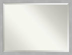 Amanti Art Silver Bathroom Mirror for Over Sink, 33x43 Vista Brushed Nickel Narrow Rectangle Vanity Mirror, X-Large Casual Frame, Hangs Horizonally and Vertically, Bathroom Wall Decor, Beveled Edge