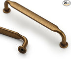 Asidrama 20 Pack 5 Inch(128mm) Antique Brass Kitchen Cabinet Handles, Vintage Retro Cabinet Hardware for Cupboard Drawer Pulls