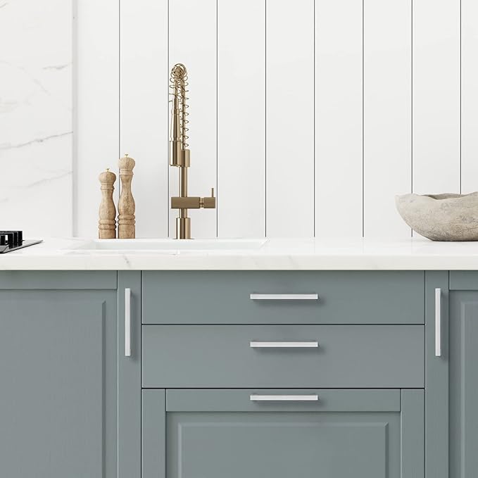 Ravinte 5 Pack Brushed Nickel Kitchen Cabinet Handles 6-1/4 Inch Cabinet Pulls Square Kitchen Hardware for Cabinet Drawer Pulls Drawer Handles Come with Screwdriver