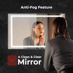 Fab Glass and Mirror LED Mirror 40x32 Inches, Led Bathroom Mirror with Lights Front and Backlit Anti-Fog Memory Brightness, Three Color Options Frameless Wall Mounted Bathroom Vanity Mirror