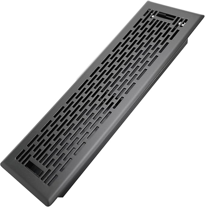 4x14 Inches Heavy Duty Walkable Floor Register - Easy Adjust Air Supply Lever Decorative Floor Vent Covers, Boston Design Vent Covers for Home - Matte Black