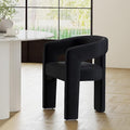 Modern Barrel Dining Chair, Velvet Upholstered Accent Side Chair with Arms Comfy Makeup Vanity Chair, Dining Living Room Kitchen Chair, Black
