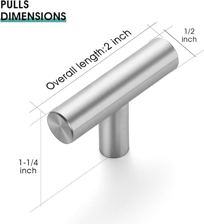JOY DECOR 20 Pack 2 Inch Cabinet Pulls Kitchen Cabinet Handles with Single Hole Brushed Nickel Cabinet Hardware Stainless Steel Kitchen Drawer Pulls for Cabinets Cupboard,Wardrobe