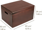 Large Brown Wooden Box Storage with Hinged Lid | 15.8 x 11.8 x 9.44 inches (+-0.5) | Gift Box Storage Document | Wood Keepsake Chest PRODUCT NOT INTENDED FOR 15 YEARS OR BELOW