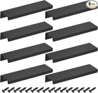 uxcell Cabinet Finger Edge Pull, 8pcs 120mm / 4.72" Aluminum Alloy Back Mount Hidden Cabinet Pulls Concealed Handle for Home Kitchen Drawer Cabinet, Black