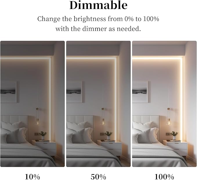 iNextStation COB LED Strip Light Warm White 3000K 32.8FT 10M DC24V CRI 93+ Dimmable Flexible LED Tape Lights for Bedroom, Kitchen, TV Backlight, Cupboard, Wardrobe, Home Lighting Decor