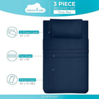DREAMCARE Twin XL Sheet Sets – 3pcs Cooling Sheets – up to 15” Deep Pocket Twin XL Sheets Set – Hotel Luxury Sheets & Pillowcases – Superior Softness 100% Fine Microfiber with Side Pocket – Navy Blue