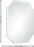 Silver Wall Mirror-Beveled Edge Frameless Mirror for Bathroom, Vanity, Bedroom, Rectangle Mirrors （24X32inch）