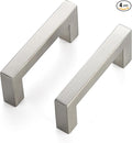 JOY DECOR 4 Pack Cabinet Handles, Brushed Nickel Cabinet Pulls, 3 Inch Kitchen Closet Handles Square Drawer Pulls Stainless Steel Drawer Hardware, 76mm Hole Centers