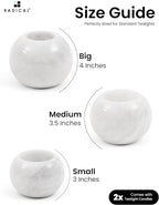 Radicaln Marble Tealight Candle Holder 4" Inches Handmade White Decorative Candle Accent for Wedding Table, Modern Farmhouse Dining Table Centerpiece, Ideal Set of 3 Small Votive Candle Holder