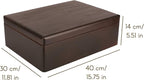 XL Brown Wooden Box Storage with Hinged Lid | 15.8 x 11.8 x 5.5 inches (+-0.5) | Gift Box for Tool Dog Toy Shoes Clothes Kitchen Storage Document | Wood Keepsake Chest