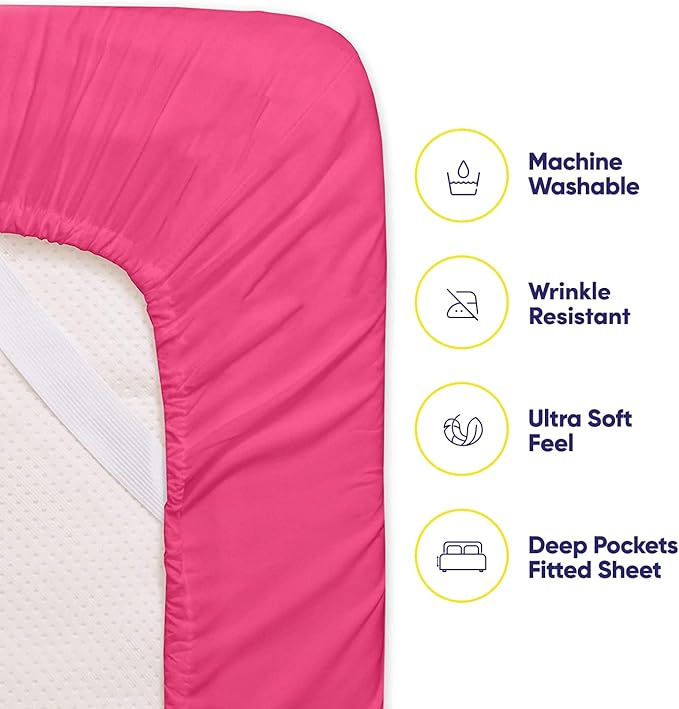 6 Piece Bed Sheet Set, Queen, Fuschia