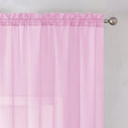 Aiyufeng Pink Sheer Curtains 54 inch Length Living Room Short Voile Drapes Solid Sheers Cafe Curtains Voile Bathroom Small Window Sheers 2 Panels Set, Rod Pocket, 40" Wx54 L