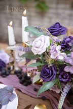 Ling's moment Artificial Flowers 25Pcs Deep Purple Roses Decor w/Stems,3" Real Touch DIY Foam Floral for Wedding Bouquet/Centerpieces, Outdoors Party Backdrop, Room/Table, and Garden/Pot Decorations