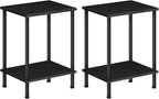 HOOBRO End Table Set of 2, Small Side Table, Nightstand with 2-Layer Storage Shelves, Sofa Table for Small Spaces, Living Room, Bedroom, Stable Frame, Easy Assembly, Black BB09BZP201