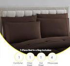 RV Short Queen Comforter Set for RV Camper - Comforter Set with Fitted & Flat Sheet, 4 Pillowcases - Tailored for RV Short Queen Beds - Cozy Essentials for Your RV Bedroom, Brown