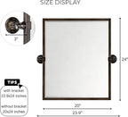 TEHOME Pivot Mirror Oil Rubbed Bronze Tilt Rectangle Bathroom Mirror Tilting Metal Framed Beveled Vanity Mirrors, Overall 23.9 x 24 inches (Mirrror 20 x 24 inches)