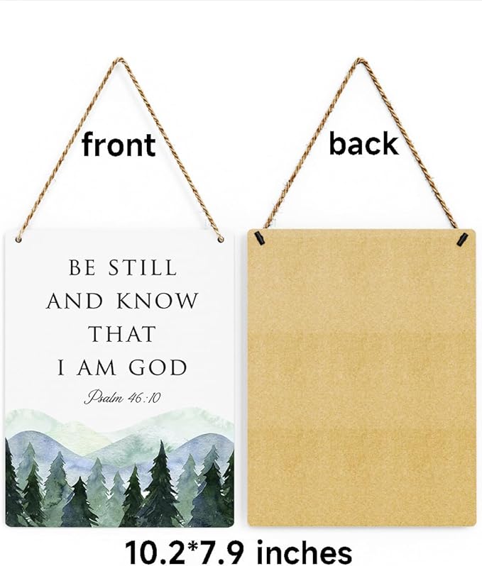 Inspirational Decor Be Still and Know That I am God Psalm 46:10 Christian Gifts Bible Verse Wall Art Scripture Wooden Hanging Sign for Modern Home Office Bathroom Bedroom Decoration 8 x 10 Inches