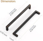 Ravinte 10 Pack Solid Kitchen Cabinet Handles Oil Rubbed Bronze Cabinet Pulls Slim Drawer Pulls with 6-1/4 Inch Hole Center Square Bar Kitchen Cabinet Hardware