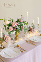 Ling's moment Artificial Flowers Fake Silk Roses Faux Foam Flower Combo for DIY Wedding Bouquets Centerpieces Arrangements Bridal Shower Party Home Decorations, Dusty Rose & Cinnamon Rose, 26pcs
