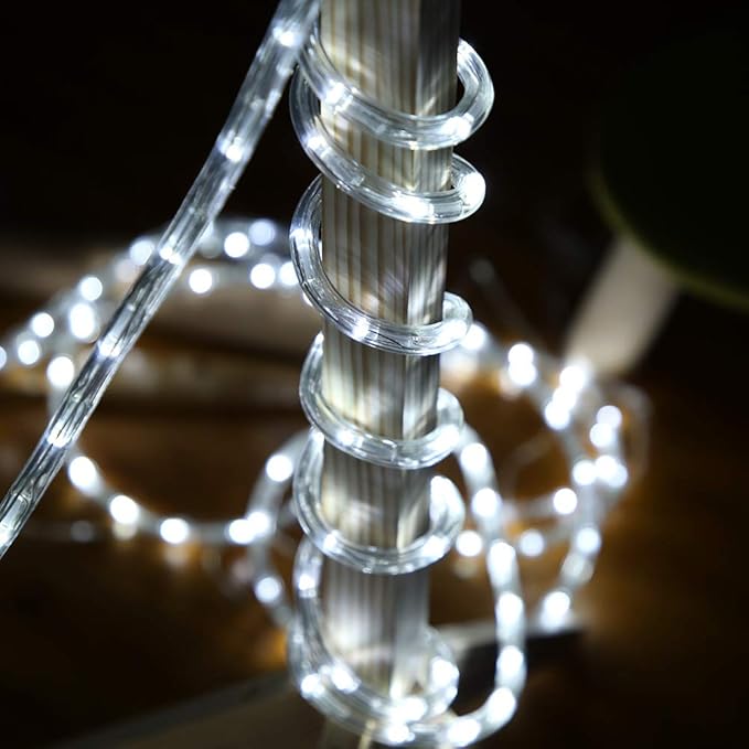 50ft 360 LED Waterproof Rope Lights, 110V Connectable Indoor Outdoor White Led Rope Lights for Outside, Deck, Patio, Pool, Camping, Bedroom Decor, Landscape Lighting and More (White)