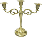 3 Candle Metal Candelabra – Candlesticks Holder for Formal Events, Wedding, Church, Holiday Décor, Halloween – Taper Candle Holder Stand Centerpiece Elegant Decoration Piece for Table,Bronze