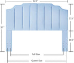 24KF Light Blue Teddy Fabric Tufted for Queen Upholstered Headboard, Modern Vertical Channel Design Full Headboard with Stepped Silhouette Top Edge,6026-Q-Teddy Light Blue