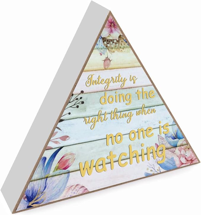 Integrity is Doing The Right Thing When No One is Watching - Wildflowers Art Print Wooden Box Sign Nursery Wall Decor Inspirational Wall Art Home Bedroom Office Bathroom Shelf for Decor