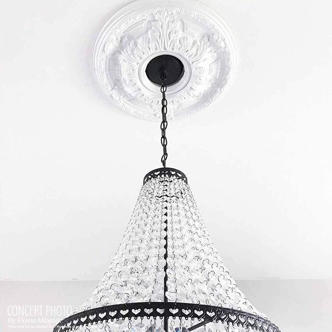 12 1/2"OD x 3 7/8"ID x 3/4"P Bradford Ceiling Medallion (Fits Canopies up to 6 5/8"), Hand-Painted Frost