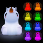 Night Lights Unicorn Nursery Lamp, Children Silicone Bedside Lighting Decorative Bedroom - Eye Caring, Adjustable Brightness & Color, Time Setting, Children's Gift Birthday Presents - Medium