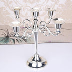 Black Candelabra Candle Holders for Pillar Candles 10.6 inch Tall, 5 Candle Candlestick Holder for 1/2-1 inch Taper Candles Halloween Candelabra Decoration Easy Assembly (Silver)