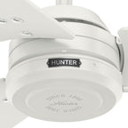 Hunter 52 inch Outdoor or Indoor Ceiling Fan No Light - White Ceiling Fan without Light, For Patio, Porch, Garage, or Living Room, Standard Mount, 3 Blades, Pull Chain - Cassius 59263, Fresh White