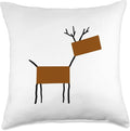 Cute Scandinavian Animals Designs Chic Deer Moose Scandinavian Elk Minimalism Reindeer Throw Pillow, 18x18, Multicolor