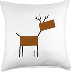 Cute Scandinavian Animals Designs Chic Deer Moose Scandinavian Elk Minimalism Reindeer Throw Pillow, 18x18, Multicolor