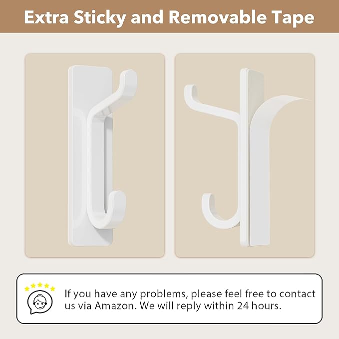pickpiff 12 Pack Wall Hooks for Coat and Towel: 13LB Adhesive Door Hanger Stick on, White