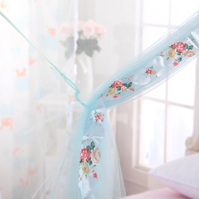 Canopy Bed Curtains Full - 4 Corner Canopy for Beds, Bed Canopy for Girls Adults, Bedroom Decor (Full Size, Light Blue)