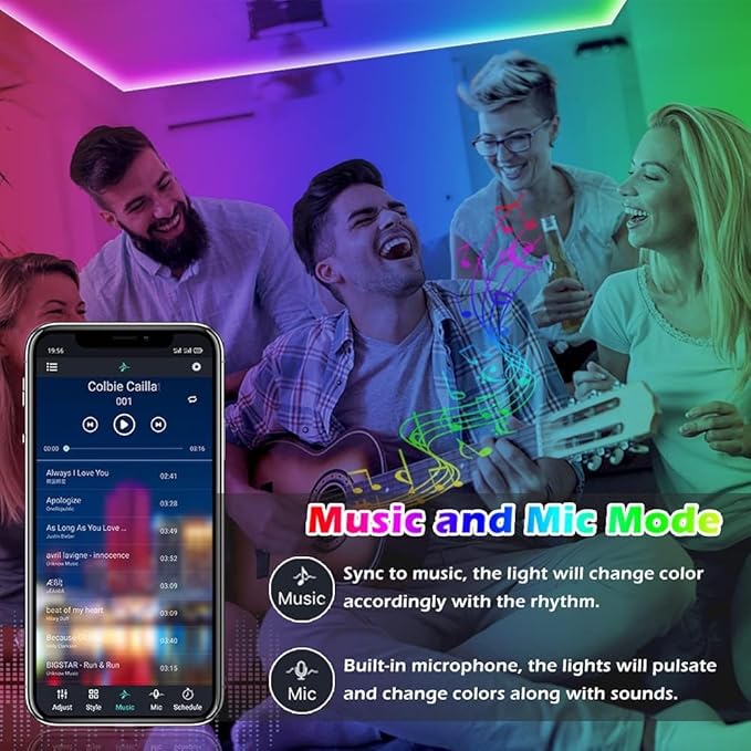 41FT Led Strip Lights,Long Smart Led Light Strips Music Sync 5050 RGB Color Changing Rope Lights,Bluetooth APP/IR Remote/Switch Box Control Led Lights for Bedroom,Home Decoration,Party,Festival