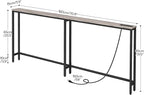 HOOBRO 70.9" Narrow Console Table with Charging Station, 5.9" Sofa Table with 2 Power Outlets and USB Ports, Long Entryway Tables Behind Couch Table, for Hallway, Living Room, Greige BG185UXG01