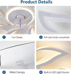 Modern Ceiling Fan with Lights Remote Control, 32" White Flush Mount Fan with 3 Light Colors, 6 Speeds Low Profile Ceiling Fan for Kitchen Bedroom